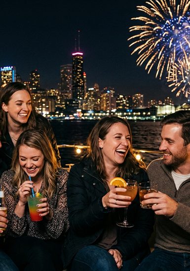 friends-on-boat-with-fireworks-in-chiucago
